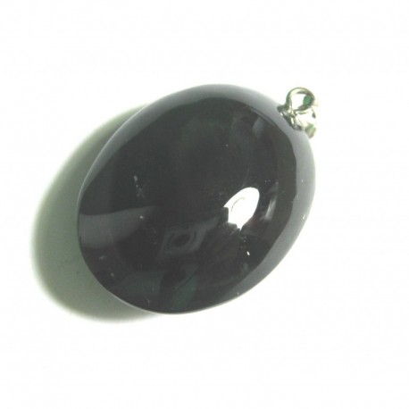 Anhänger Obsidian Regenbogen Oval 3-3,5 cm 925er Silber-Öse