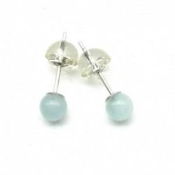 Ohrstecker Kugel Aquamarin 4 mm 925er Silber rhodiniert