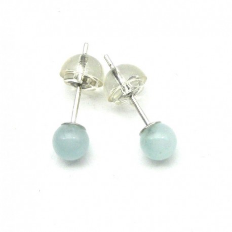 Ohrstecker Kugel Aquamarin 4 mm 925er Silber rhodiniert