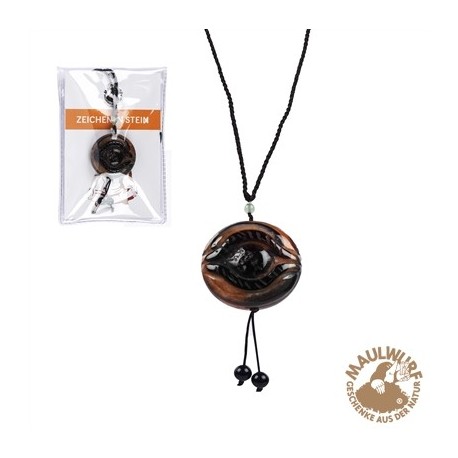 Amulett Shivas Auge graviert, mit Beileger in Pouch