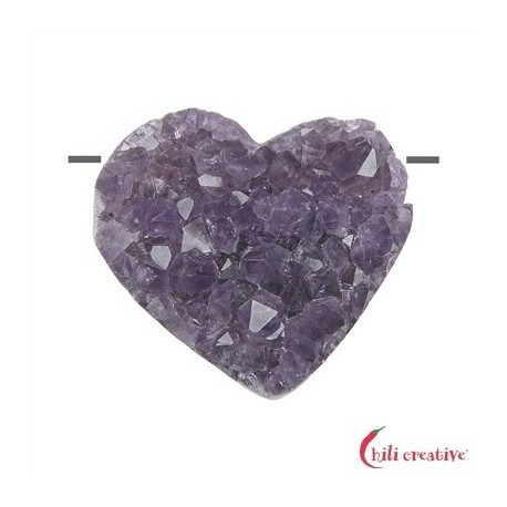 Herz gebohrt Amethyst-Drusensegment  3 x 4 cm