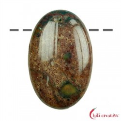 Linsenstein gebohrt Heliotrop 2,5 x 4 cm