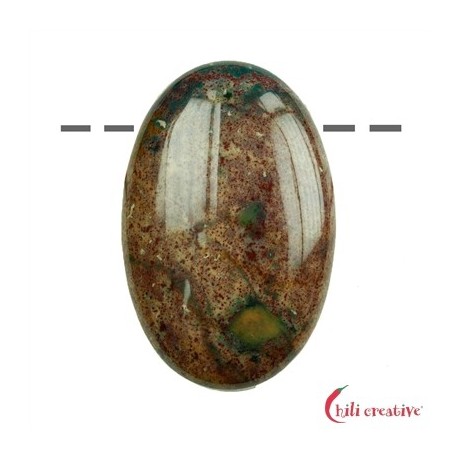 Linsenstein gebohrt Heliotrop 2,5 x 4 cm