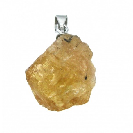 Rohstein-Anhänger Goldtopas 10-15 mm mit 925er Silber-Öse