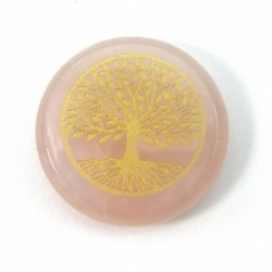 Scheibe Rosenquarz 3 cm mit Lebensbaum