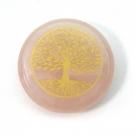 Scheibe Rosenquarz 3 cm mit Lebensbaum