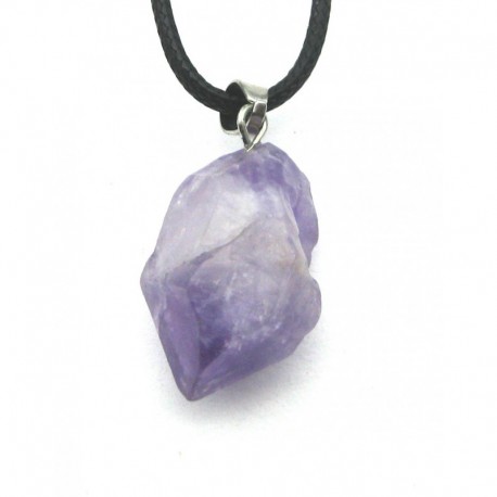 Anhänger Kristall Amethyst mit Metall-Öse und 45 cm Band