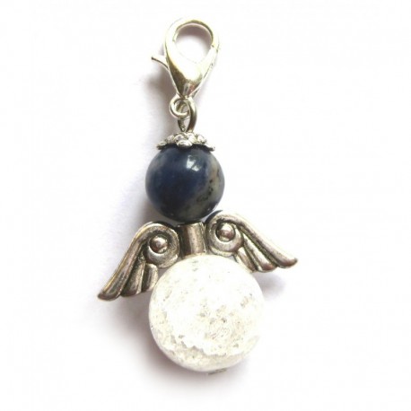 Charm Engel Sternzeichen Sodalith Bergkristall (termisch behandelt) Schütze mit Karabiner
