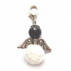 Charm Engel Sternzeichen Amethyst Bergkristall (termisch behandelt) Fische mit Karabiner