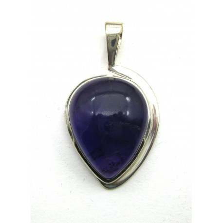 Anhänger Amethyst Schlaufe-Tropfen, ca. 40 x 20 mm, 925er Silber