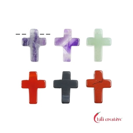Anhänger gebohrt Kreuz 2 cm Mischung  kleine Bohrung VE 6 Stück