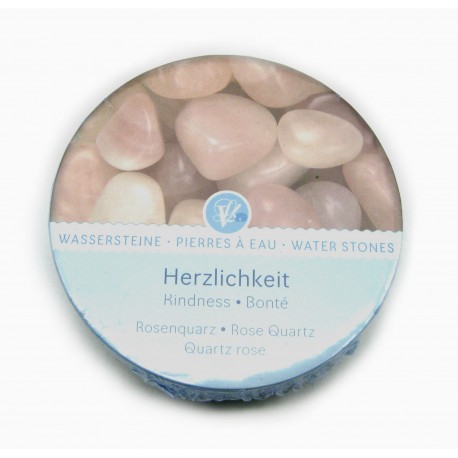 Wassersteine Rosenquarz in Metall-Geschenkdose