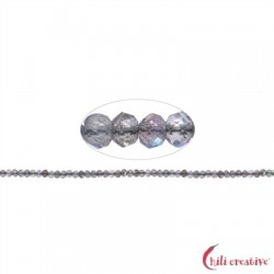 Strang Button facettiert Labradorit (dunkel) 3 x 4 mm