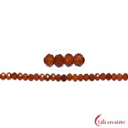 Strang Button facettiert Granat Hessonit 3 x 4 mm
