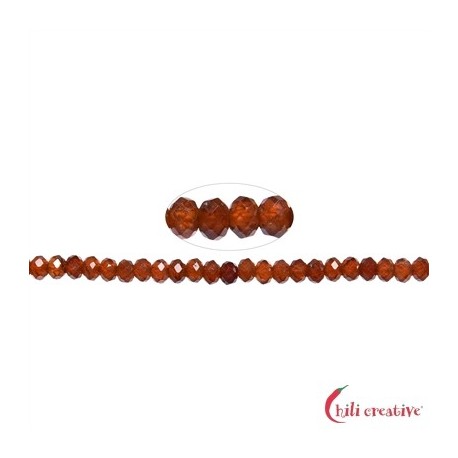 Strang Button facettiert Granat Hessonit 3 x 4 mm
