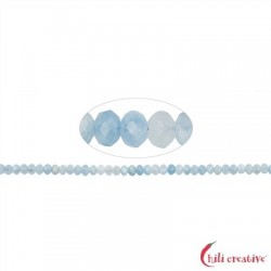 Strang Button, Aquamarin, facettiert, 4x6mm