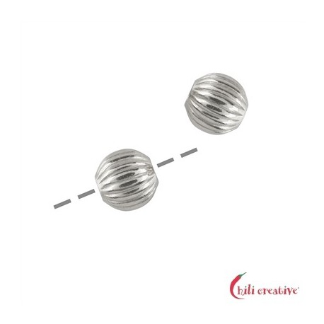 Kugel gerillt 5 mm 925er Silber VE 24 Stück