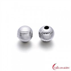 Kugel 6 mm 925er Silber rhodiniert gerillt VE 8 Stück