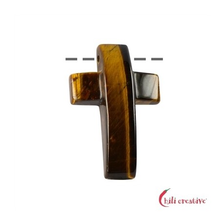 Kreuz gewölbt gebohrt Tigerauge 4,5 cm