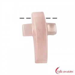 Kreuz gewölbt gebohrt Rosenquarz 4,5 cm