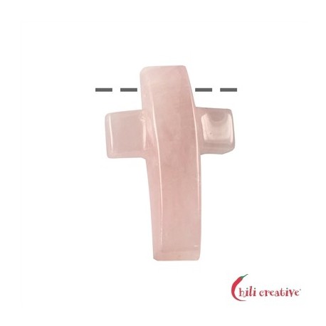Kreuz gewölbt gebohrt Rosenquarz 4,5 cm