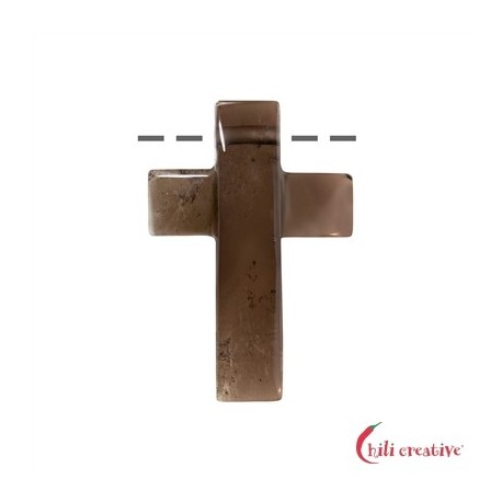 Kreuz gewölbt gebohrt Rauchquarz 4,5 cm