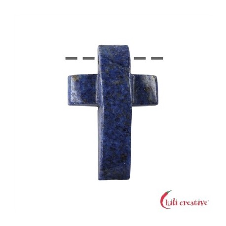 Kreuz gewölbt gebohrt Dumortierit 4,5 cm