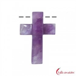 Kreuz gewölbt gebohrt Amethyst 3 x 4,5 cm