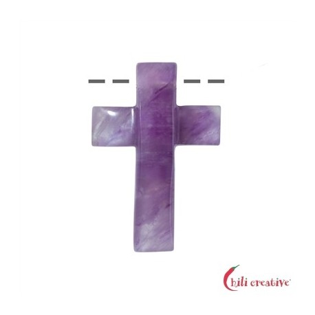 Kreuz gewölbt gebohrt Amethyst 3 x 4,5 cm