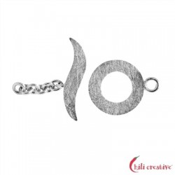 Knebelverschluss Design 15 mm 925er Silber matt rhodiniert VE 1 Stück