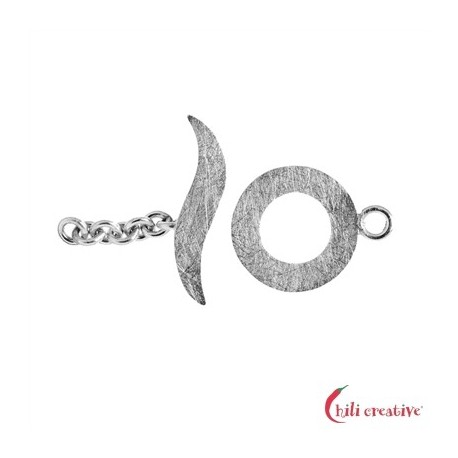 Knebelverschluss Design 15 mm 925er Silber matt rhodiniert VE 1 Stück