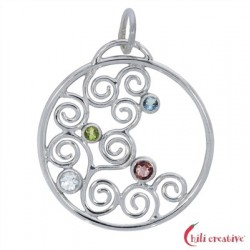 Anhänger Wellenspiel Peridot, Topas, Turmalin 4,5 cm 925er Silber