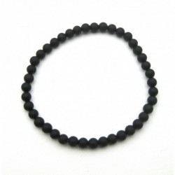 Kugel-Armband Turmalin schwarz (stabilisiert) matt 4 mm
