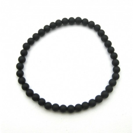 Kugel-Armband Turmalin schwarz (stabilisiert) matt 4 mm