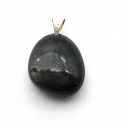 Trommelstein-Anhänger Safir Sternsafir 1,5 - 2 cm mit fester 925er Silber-Öse
