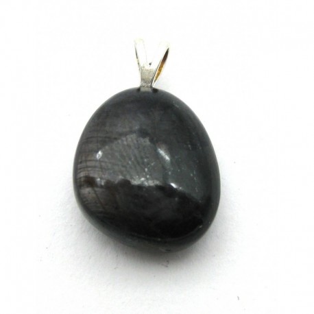 Trommelstein-Anhänger Safir Sternsafir 1,5 - 2 cm mit fester 925er Silber-Öse