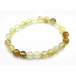 Kugel-Armband Bergkristall mit Eiseneinschluß Golden Healer 8 mm