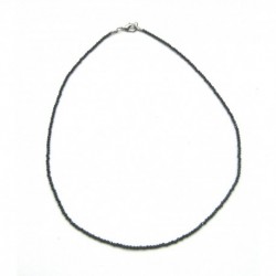 Kugel-Kette Spinell schwarz facettiert 2 mm 45 cm lang 925er Silber-Verschluss