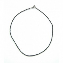 Kugel-Kette Turmalin schwarz (stabilisiert) facettiert 2 mm 45 cm lang 925er Silber-Verschluss