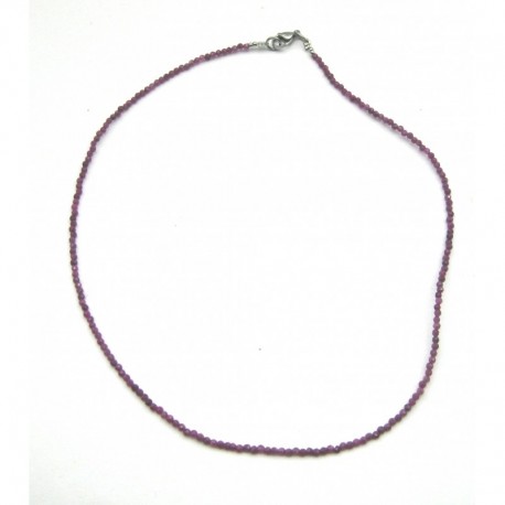 Kugel-Kette Rubin (stabilisiert) facettiert 2 mm 45 cm lang 925er Silber-Verschluss