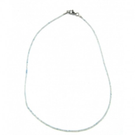 Kugel-Kette Aquamarin facettiert 2 mm 45 cm lang 925er Silber-Verschluss