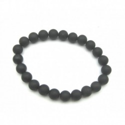 Kugel-Armband Turmalin schwarz (stabilisiert) matt 8 mm