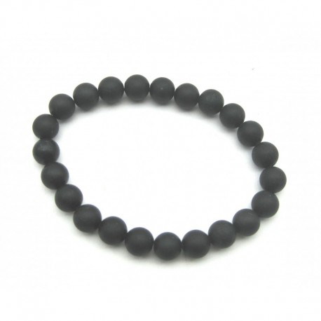 Kugel-Armband Turmalin schwarz (stabilisiert) matt 8 mm