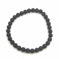 Kugel-Armband Turmalin schwarz (stabilisiert) matt 6 mm