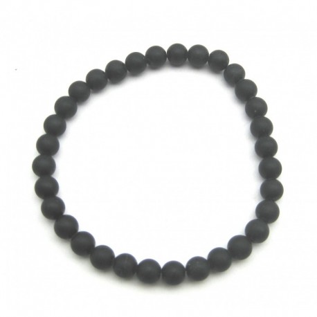 Kugel-Armband Turmalin schwarz (stabilisiert) matt 6 mm