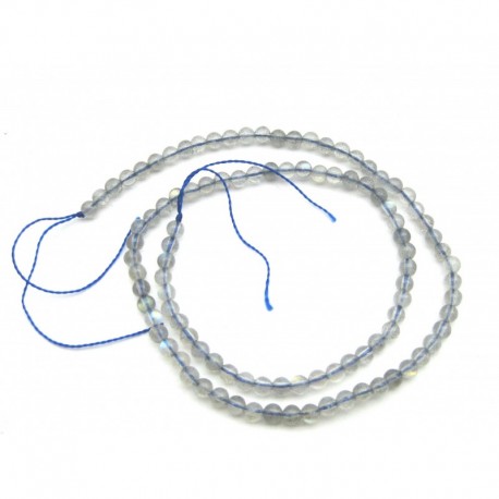 Strang Kugel Labradorit grau mit Blauschimmer 4 mm 39 cm lang