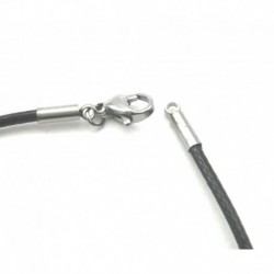 Synthetikband schwarz mit Karabiner-Verschluß 1,5 mm 50 cm lang
