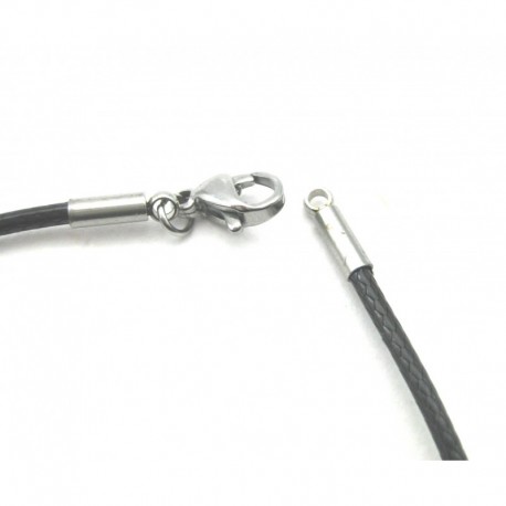 Synthetikband schwarz mit Karabiner-Verschluß 1,5 mm 50 cm lang