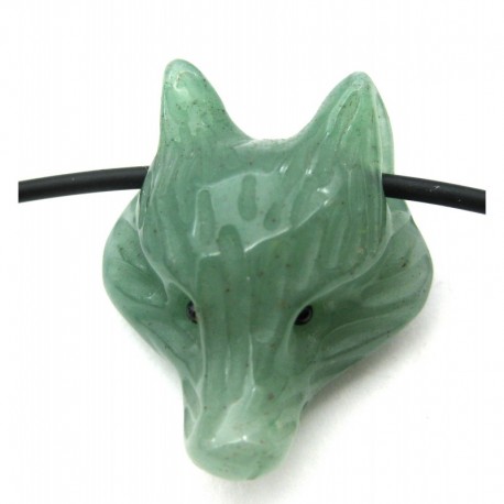 Anhänger gebohrt Fuchskopf Grünquarz 3 cm