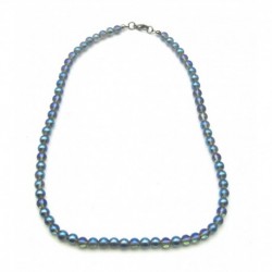 Kugel-Kette Aqua Aura blau-bunt Bergkristall behandelt 6 mm 45 cm lang